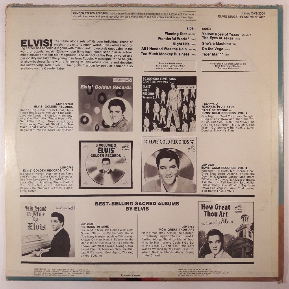 Elvis Presley - Flaming Star - Vinyl LP Record - Picture 2 of 4